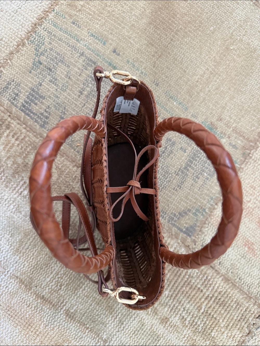 J. Crew Brown Woven Leather Tote with Detachable Strap - Picture 6 of 6